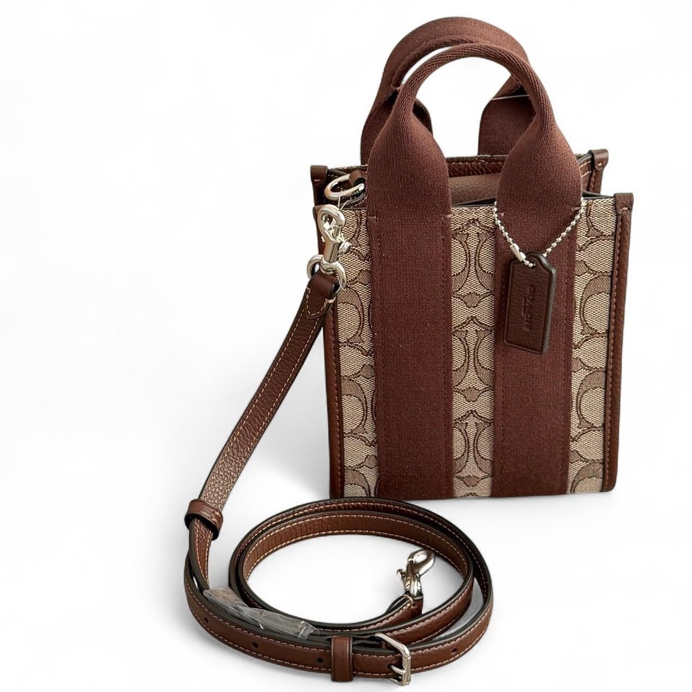 Coach Smith Mini Tote Bag in Signature Jacquard - Brown (NWT)
